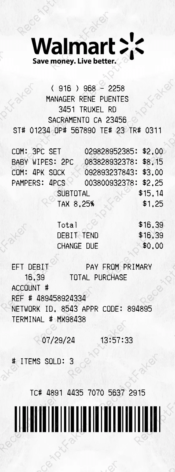 Receipt generator preview